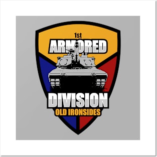 M1 Abrams 1st Armored Division (Front & Back logo) Posters and Art